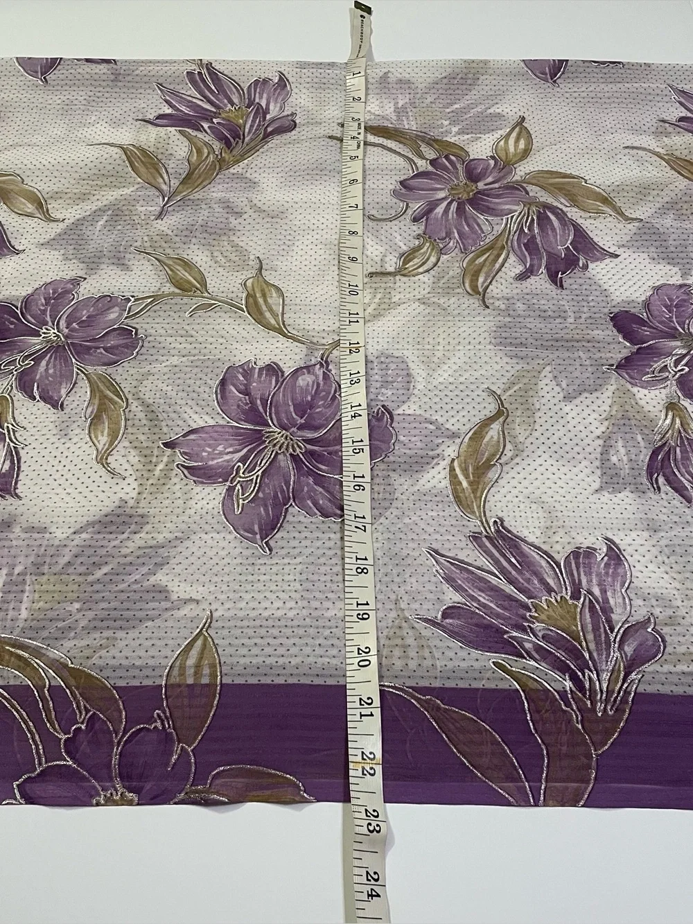 Oversized White with Purple Border Fashion Scarf or Sarong with Lilac Flowers